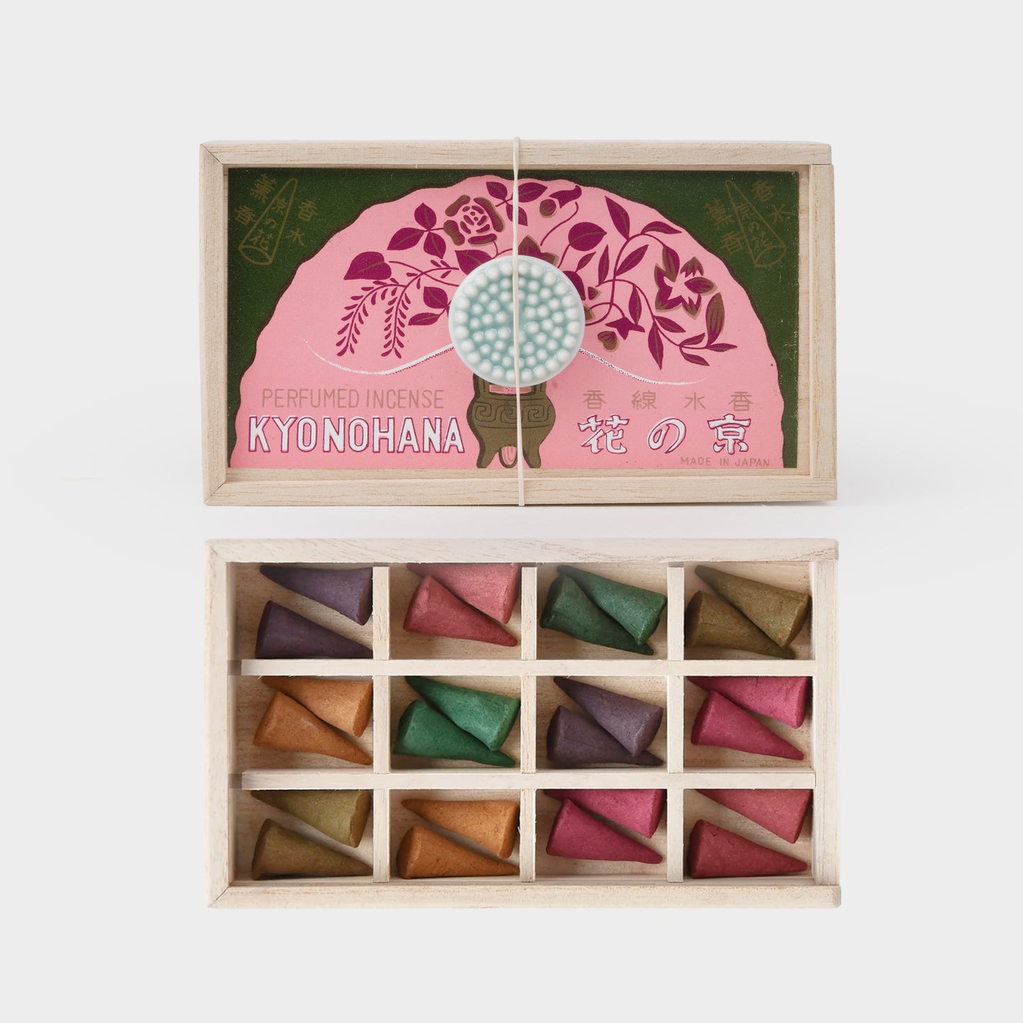 Kyoto Flowers Incense Set with 12 Floral Scents with Disc Ceramic Holder