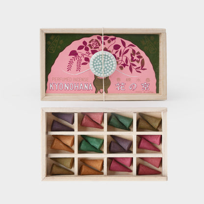 Kyoto Flowers Incense Set with 12 Floral Scents with Disc Ceramic Holder