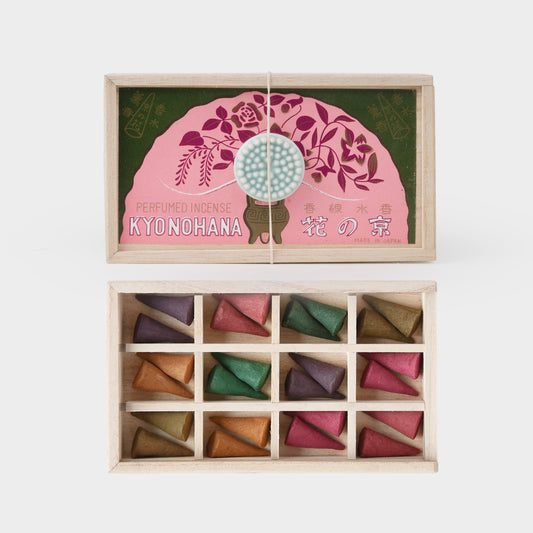 Kyoto Flowers Incense Set with 12 Floral Scents with Disc Ceramic Holder