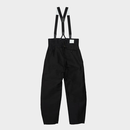 Le Laboureur French Moleskin Farm Pant with Braces in Black