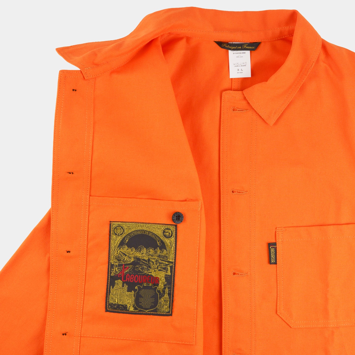 Le Laboureur French Cotton Work Jacket in Safety Orange