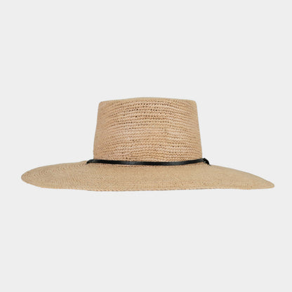 Handwoven Toquilla Straw hat in Natural/ Black