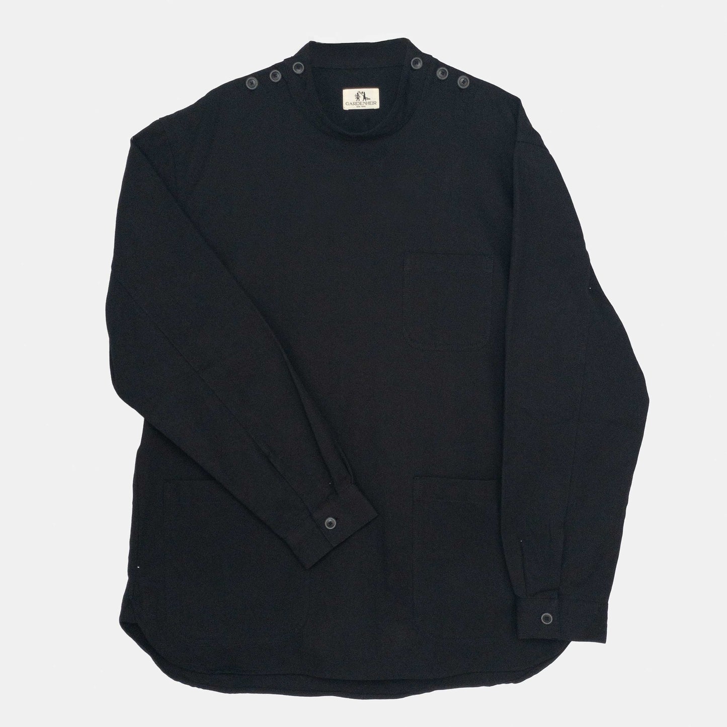 Washed Cotton Drill Gardening Smock in Black