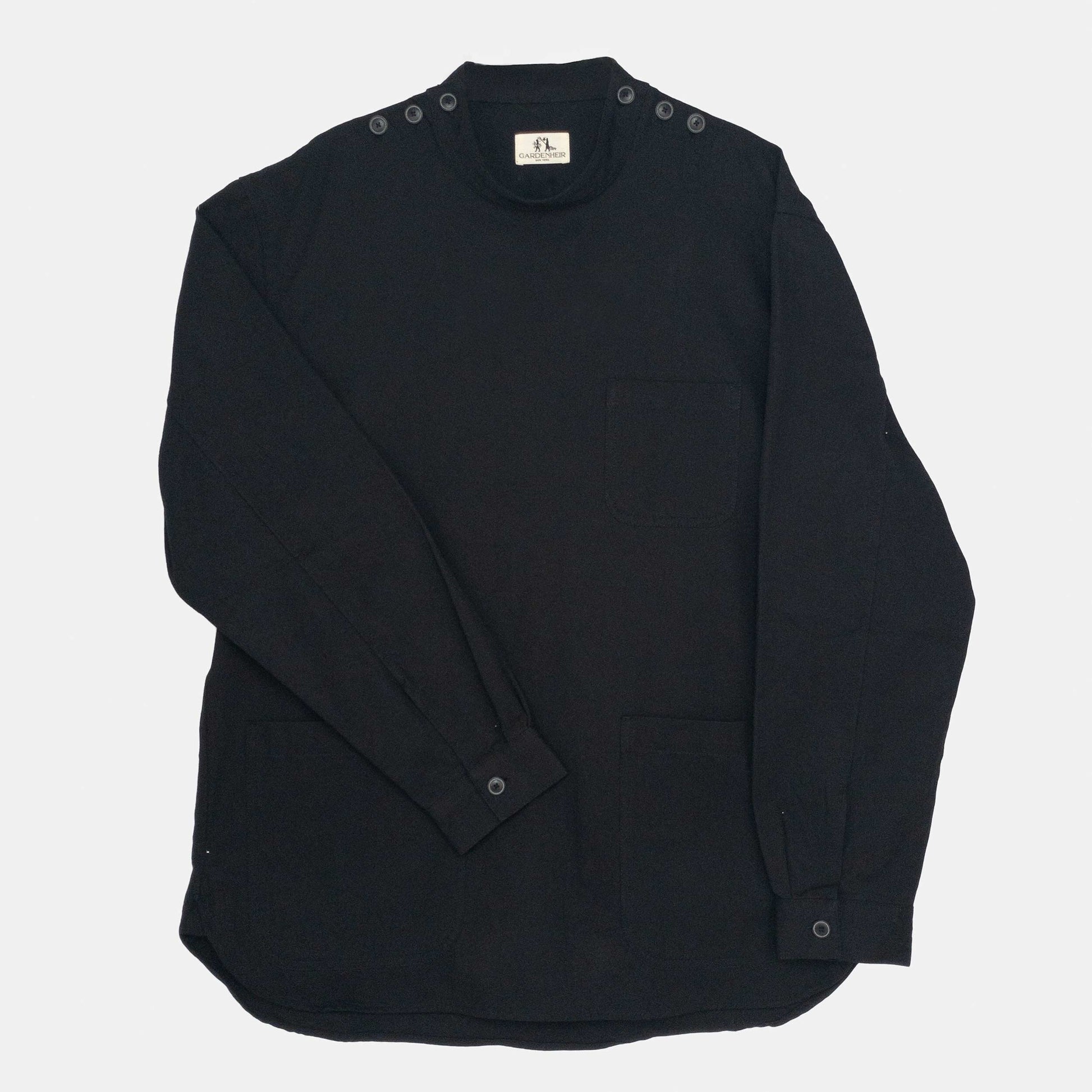 Washed Cotton Drill Gardening Smock in Black
