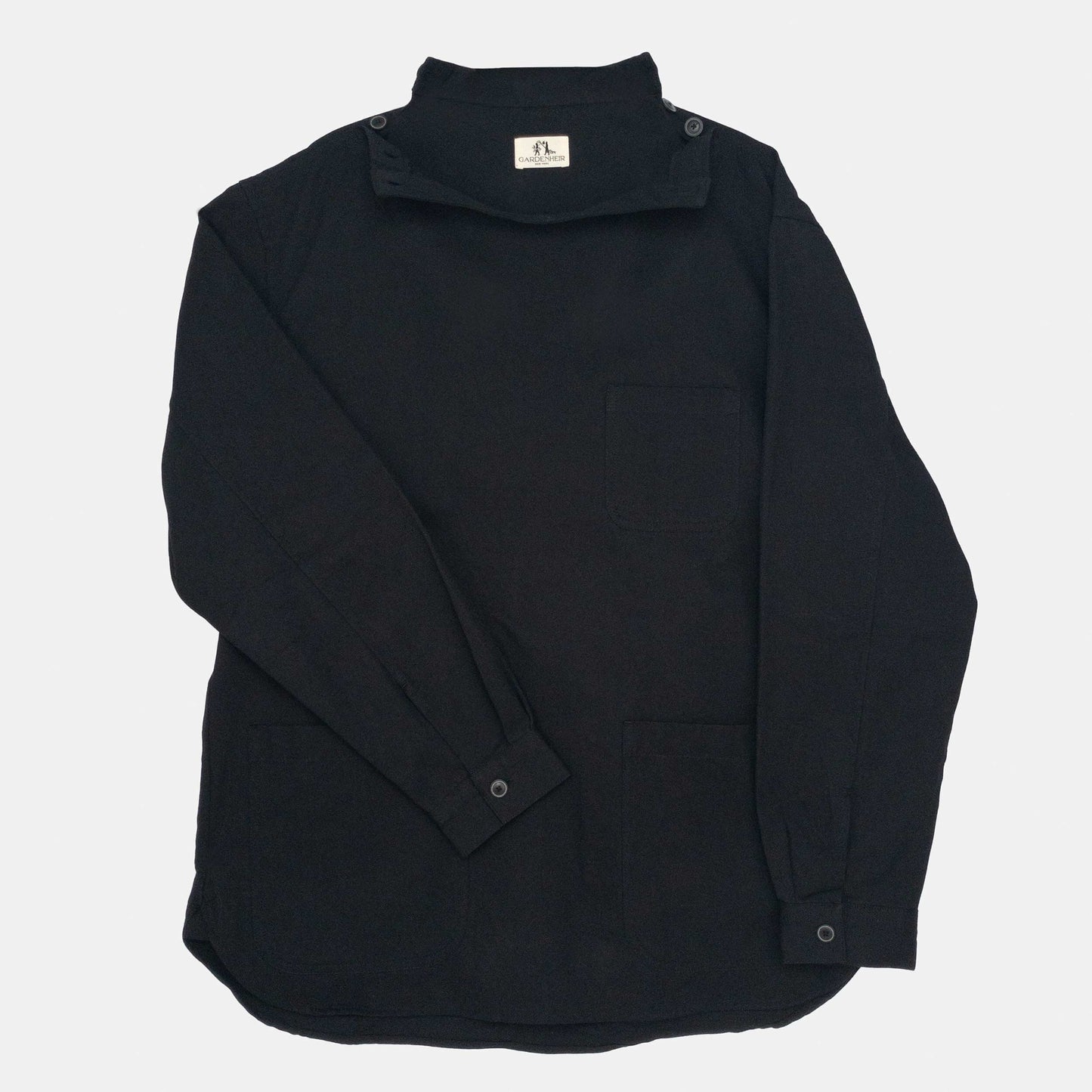 Washed Cotton Drill Gardening Smock in Black