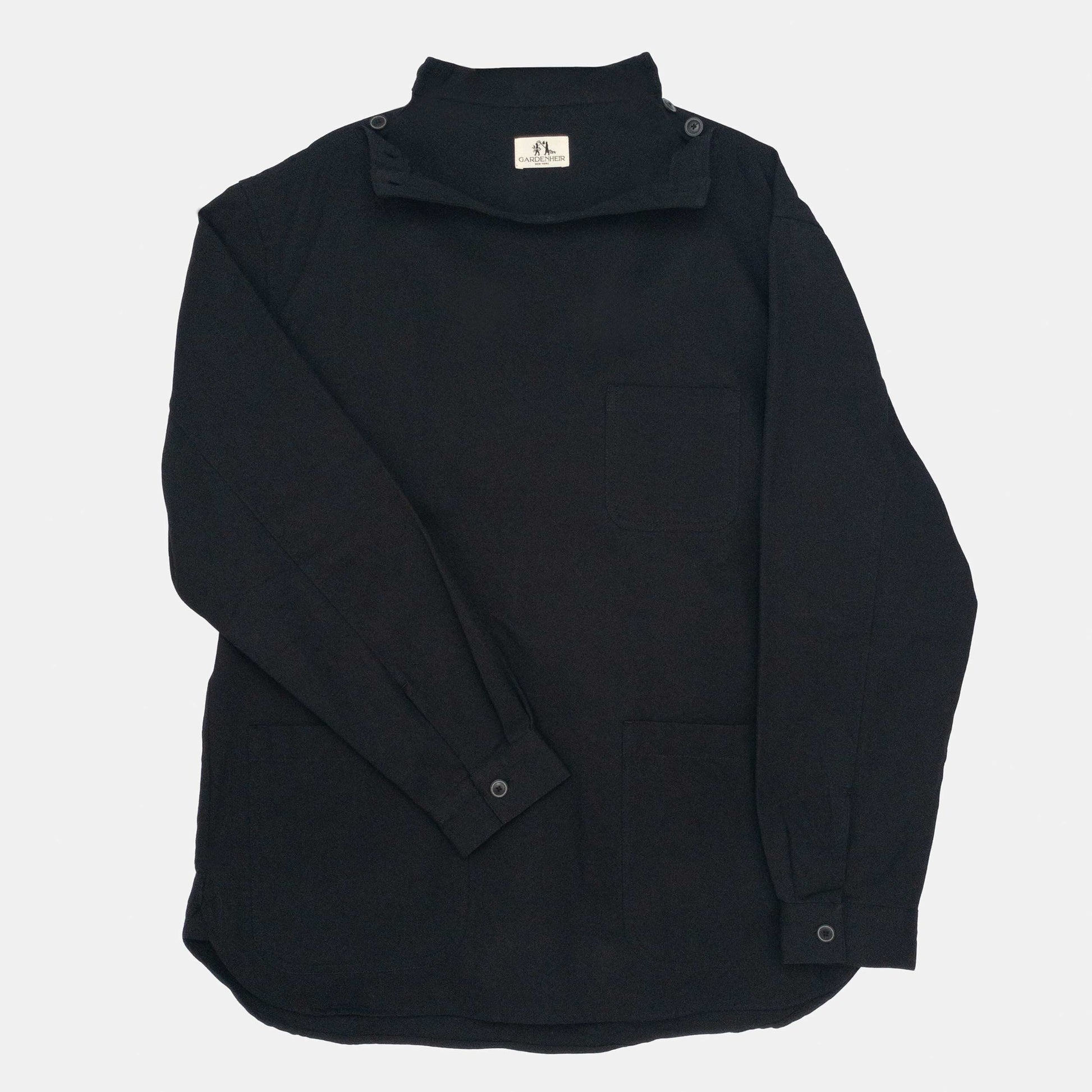 Washed Cotton Drill Gardening Smock in Black