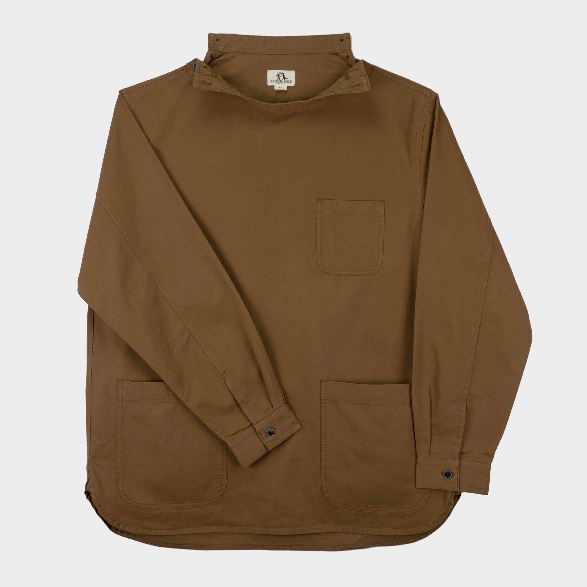 Washed Cotton Drill Gardening Smock in Hazelnut
