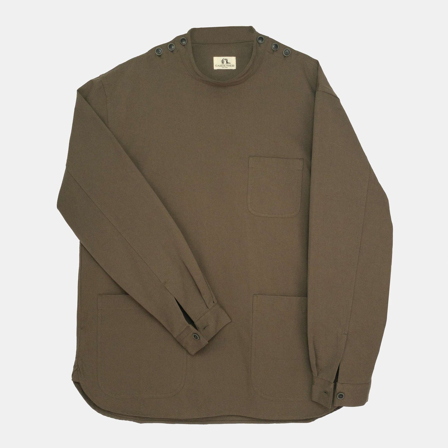 Washed Cotton Drill Gardening Smock in Olive