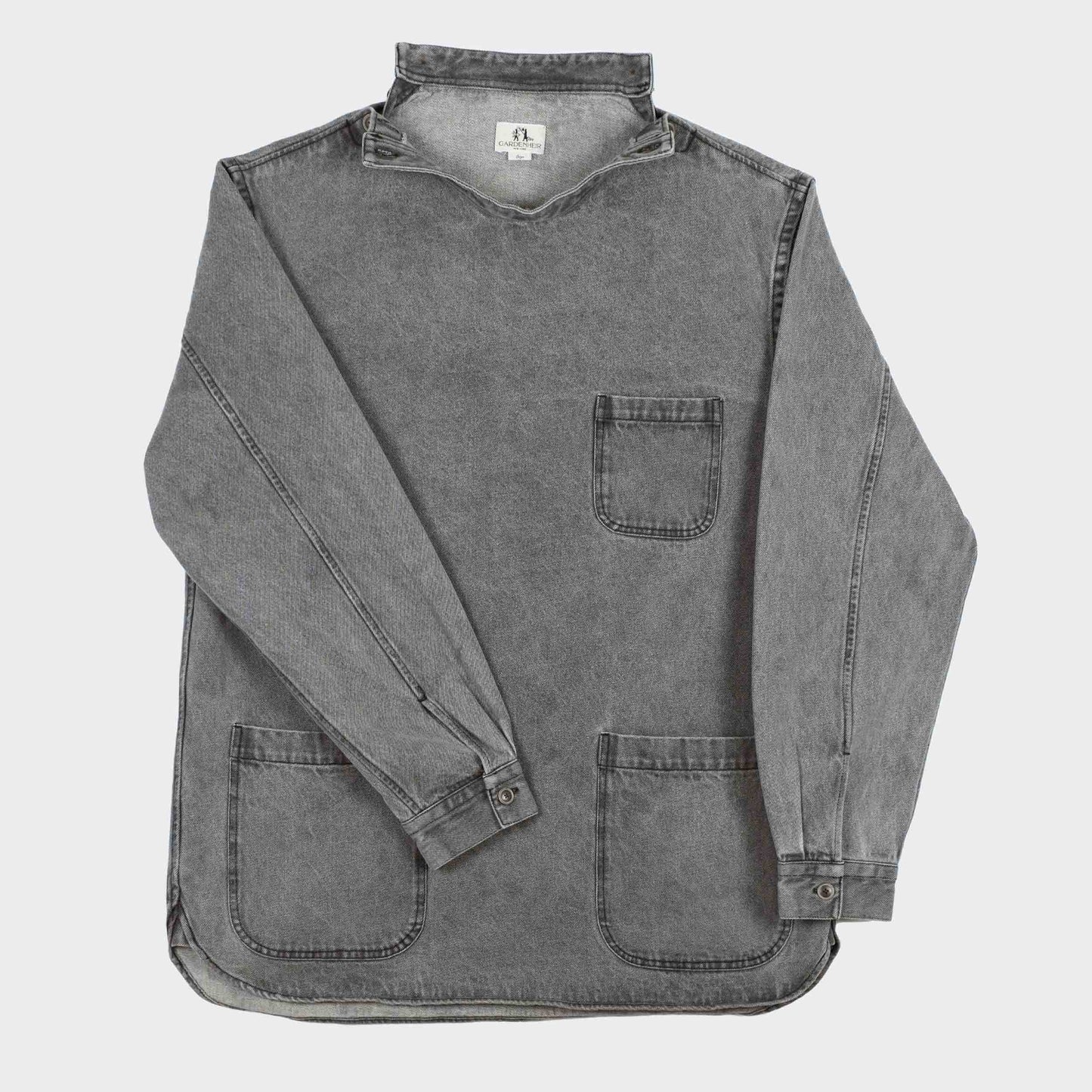 Japanese Denim Gardening Smock in Grey Denim