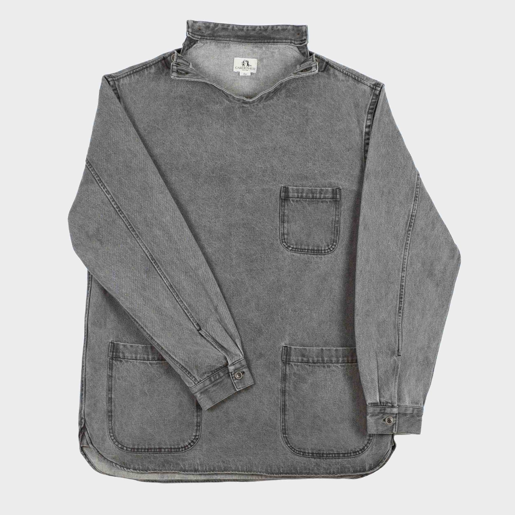 Japanese Denim Gardening Smock in Grey Denim